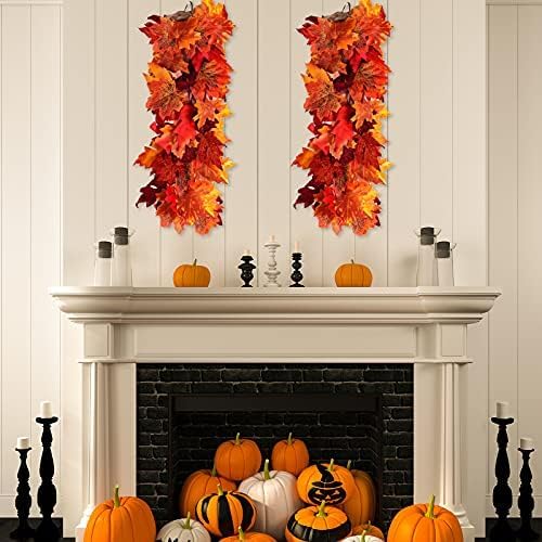 Halloween Garland Decor Black Indoor Halloween Table Decorations Fall Wall Hanging Maple Leaves Artificial Black Maple Leaf Vine
